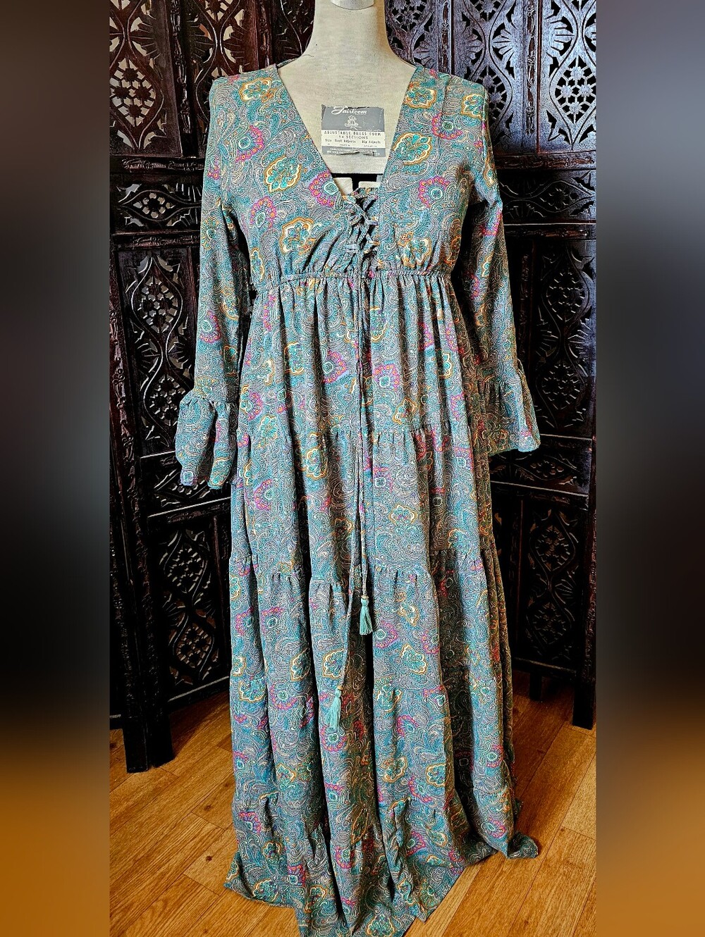 Paisley Tiered Maxi Dress in Teal